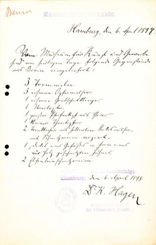 An archival document representing a Correspondence of 1 page(s)