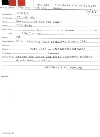 An archival document representing a Catalogue Cards of 1 page(s)