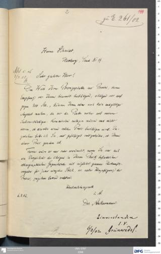 An archival document representing a Correspondence of 2 page(s)