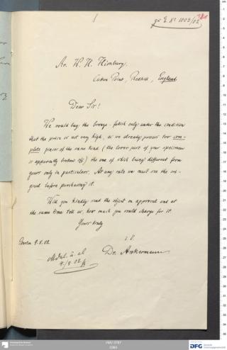 An archival document representing a Correspondence of 2 page(s)