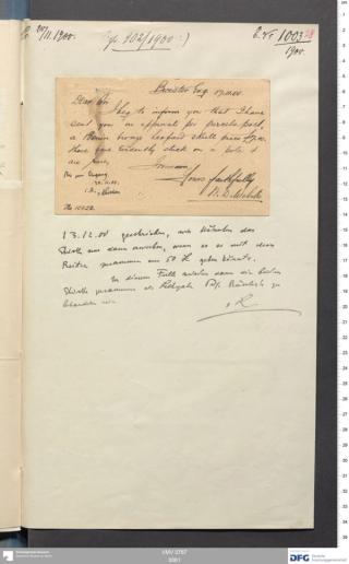 An archival document representing a Correspondence of 2 page(s)