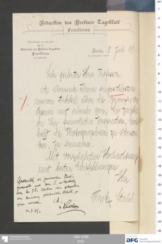 An archival document representing a Correspondence of 1 page(s)