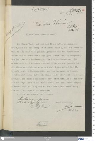 An archival document representing a Correspondence of 2 page(s)