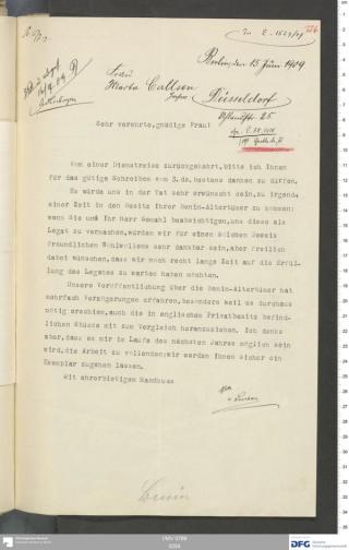 An archival document representing a Correspondence of 2 page(s)