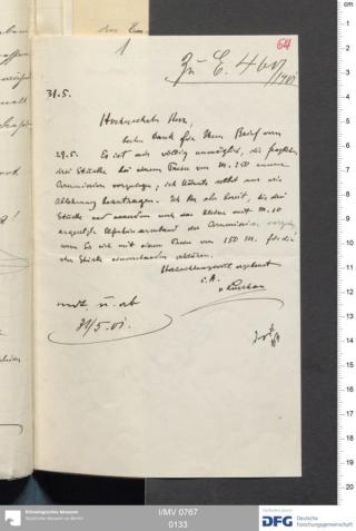 An archival document representing a Correspondence of 1 page(s)