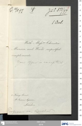An archival document representing a Correspondence of 2 page(s)