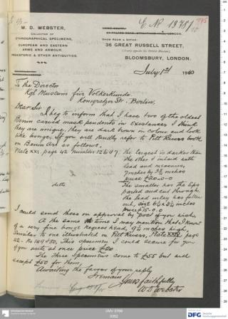 An archival document representing a Correspondence of 1 page(s)