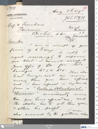 An archival document representing a Correspondence of 2 page(s)