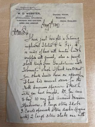 An archival document representing a Correspondence of 1 page(s)