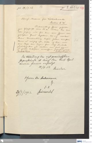 An archival document representing a Correspondence of 2 page(s)