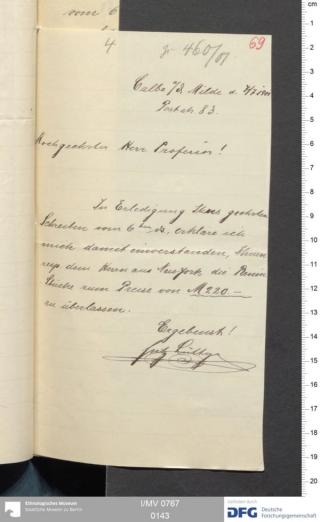An archival document representing a Correspondence of 2 page(s)
