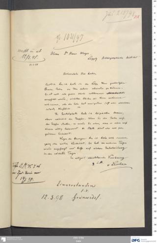 An archival document representing a Correspondence of 1 page(s)